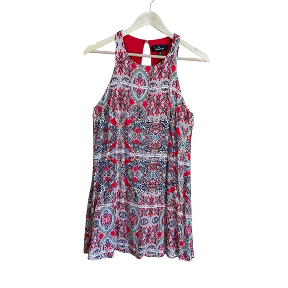Lulus Major Red Print Swing Dress A Line Mini Sz S - Picture 3 of 9